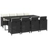 vidaXL 9-tlg. Garten-Essgruppe mit Kissen Poly Rattan Schwarz