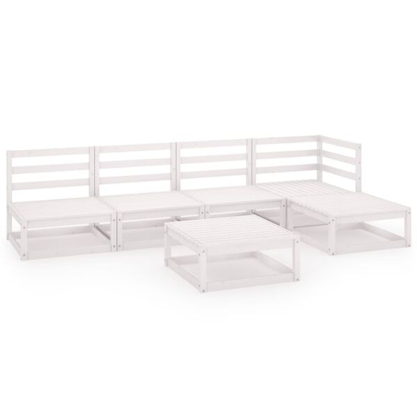 vidaXL 6-tlg. Garten-Lounge-Set Wei&szlig; Massivholz Kiefer