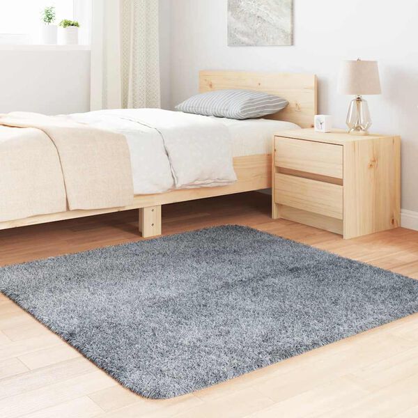 vidaXL Teppich Shaggy Hochflor NAVARRA Hellgrau 120x120 cm Polyester