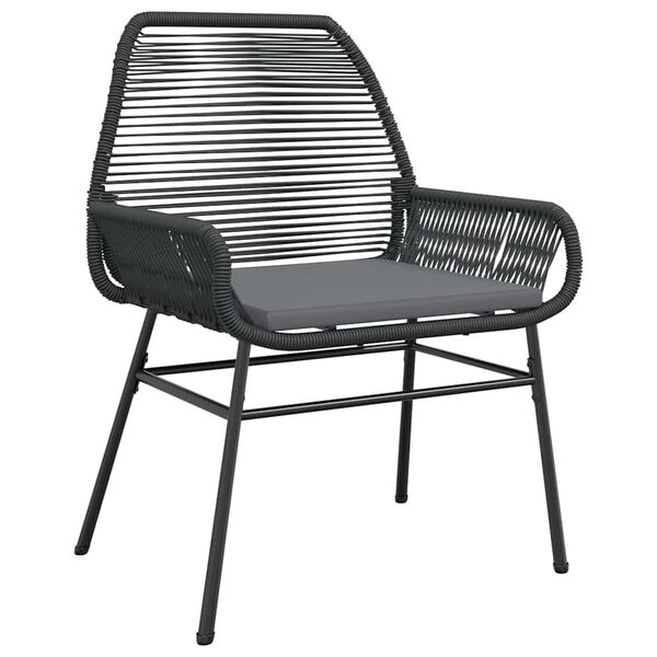 vidaXL 5-tlg. Garten-Essgruppe mit Kissen Schwarz Poly Rattan Glas