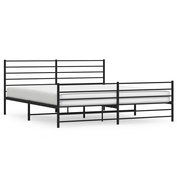 vidaXL Metallbett ohne Matratze mit Fu&szlig;teil Schwarz 180x200 cm