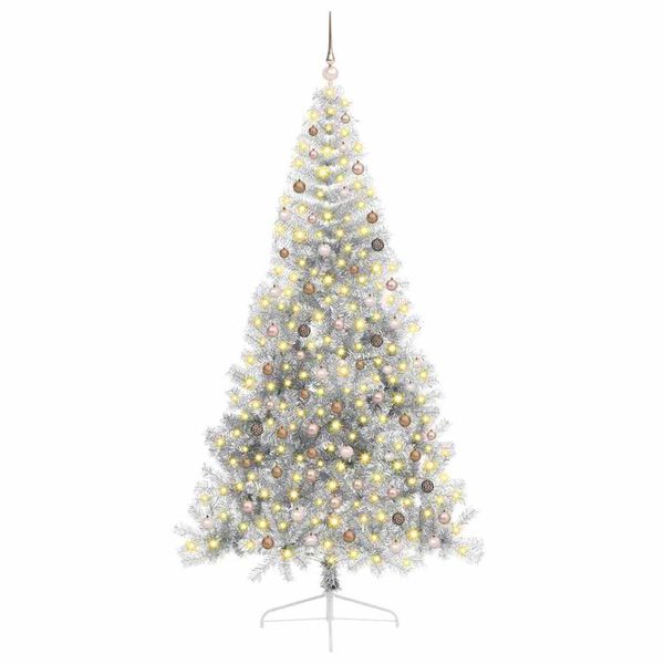 vidaXL K&uuml;nstlicher vorbeleuchteter Weihnachtsbaum Silber 240 cm PET