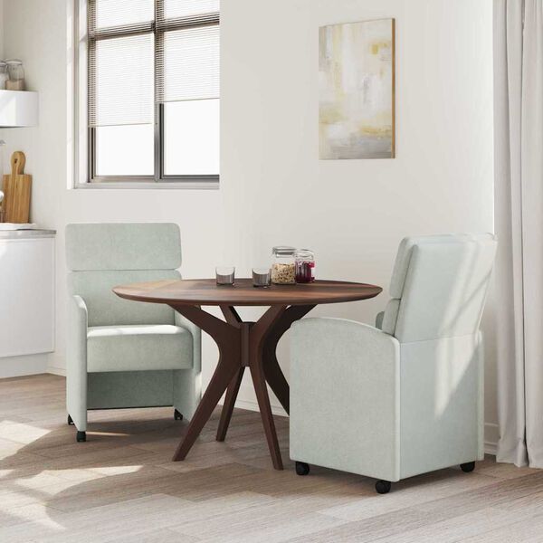 vidaXL Esszimmerst&uuml;hle mit Rollen 2 pcs Hellgrau 58 x 65 x 98 cm Samt