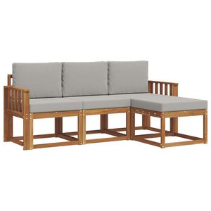 vidaXL Outdoor-Sofagarnitur mit Kissen 4 pcs Nat&uuml;rlich und Hellgrau