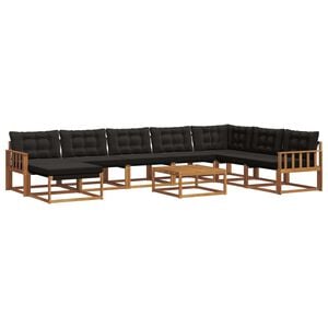 vidaXL Outdoor-Sofagarnitur mit Kissen 9 pcs Nat&uuml;rlich und Schwarz