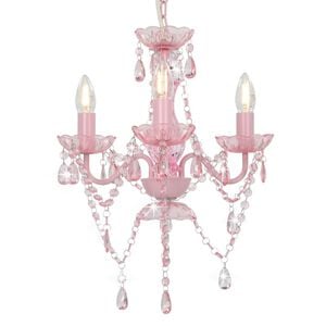 vidaXL Kronleuchter mit Perlen Rosa Rund 3&times;E14