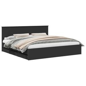 vidaXL Bettrahmen mit Schubladen Schwarz 200 x 200 cm Ingenieurs Holz