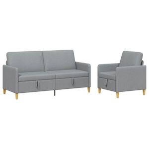vidaXL Sofa Set mit Stauraum 2-tlg. Hellgrau Polyester