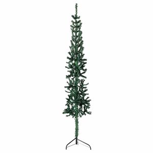 vidaXL K&uuml;nstlicher Halb-Weihnachtsbaum mit St&auml;nder Schlank Gr&uuml;n 180 cm