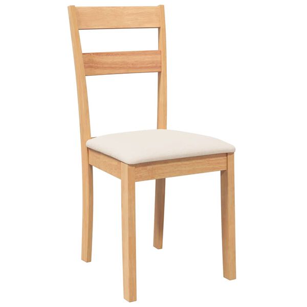 vidaXL Esszimmerst&uuml;hle mit Kissen 2 Stk. Natur Massivholz Gummibaum