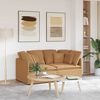 vidaXL Modulares Sofa mit Kissen Stoff in Lammwolloptik Beige