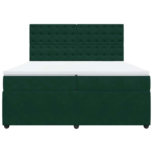 vidaXL Boxspringbett mit Matratze Dunkelgr&uuml;n 200x200 cm Samt