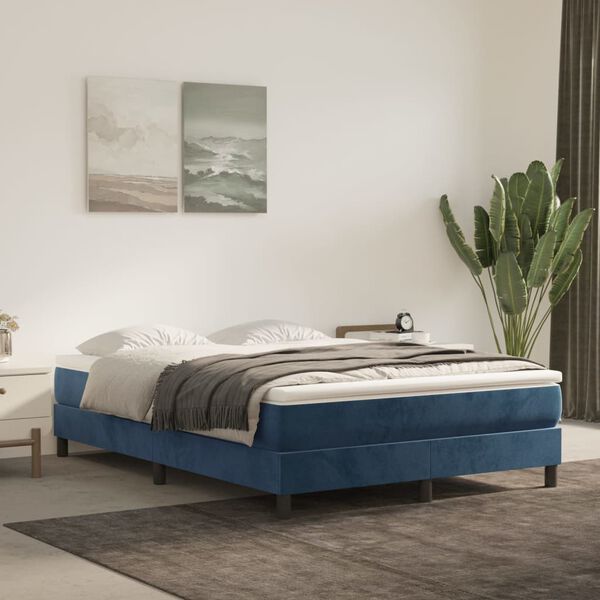 vidaXL Boxspringbettgestell Dunkelblau 140x190 cm Samt