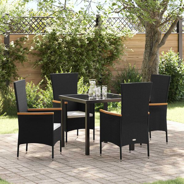 vidaXL Garten Essgruppe 5 pcs Schwarz Pulverbeschichteter Stahl