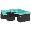 vidaXL Garten-Sofa-Set mit Kissen mit Kissen 9 pcs Schwarz Poly Rattan