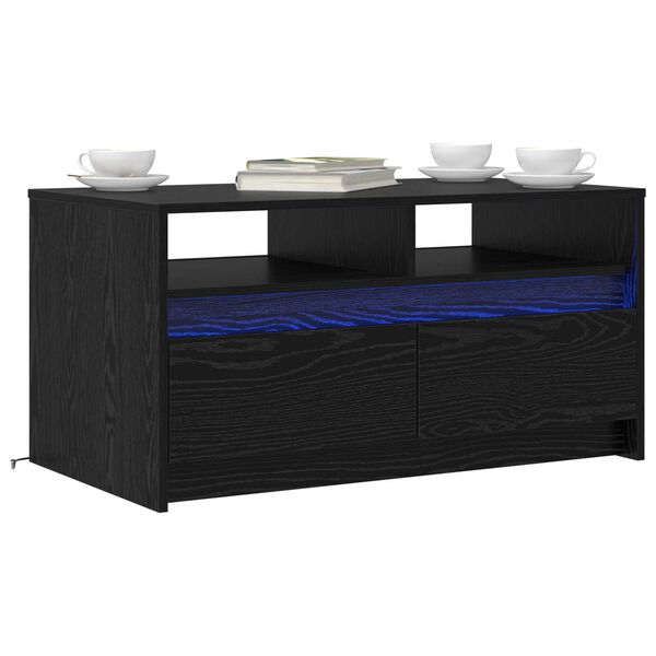 vidaXL Couchtisch Schwarz Eichen-Optik 90 x 50 x 45 cm Holzwerkstoff