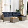 vidaXL 6-teiliges Gartensofa-Set mit Kissen, grau, Polyrattan