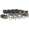 vidaXL 13-teiliges Garten-Ess-Set mit Kissen, grau, Polyrattan
