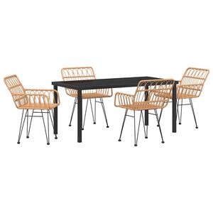 vidaXL Garten Essgruppe 5 pcs Braun Pulverbeschichteter Stahl