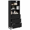vidaXL Highboard Schwarz Eichen-Optik 69,5 x 34 x 180 cm Holzwerkstoff