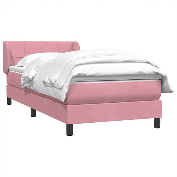 vidaXL Boxspringbett mit Matratze Rosa 100x210 cm Samt