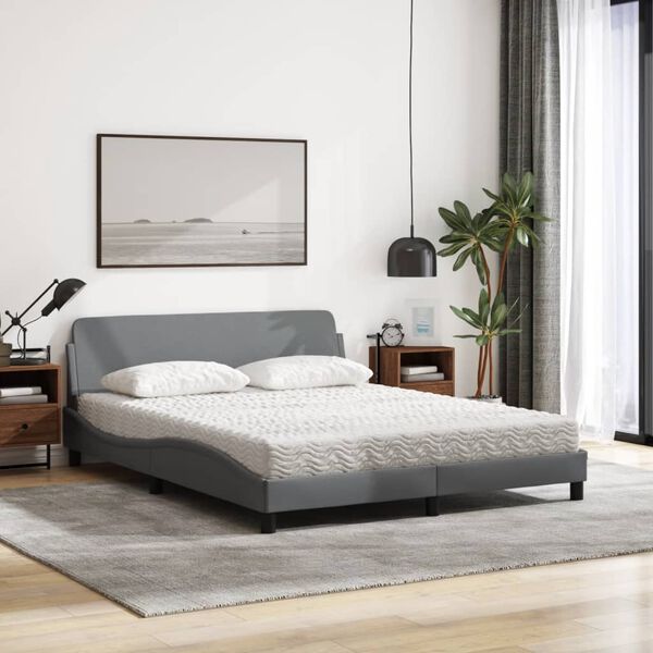 vidaXL Bett mit Matratze "Dover" Hellgrau 160x200 cm Stoff