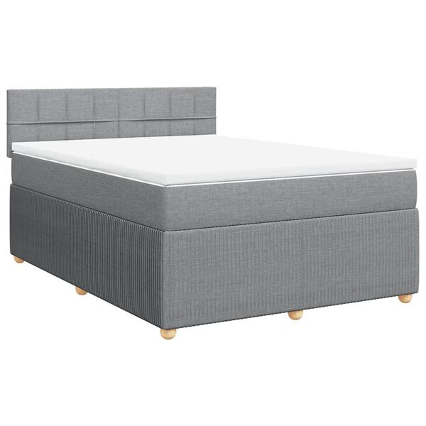 vidaXL Boxspringbett mit Matratze Hellgrau 140x200 cm Stoff