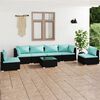 vidaXL 7-tlg. Garten-Lounge-Set mit Kissen Poly Rattan Schwarz