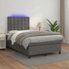 vidaXL Boxspringbett mit Matratze & LED Grau 120x190 cm Kunstleder