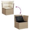 vidaXL 14-tlg. Garten-Sofagarnitur mit Kissen Beige Poly Rattan