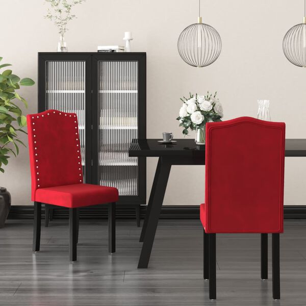 vidaXL Esszimmerst&uuml;hle 2 Stk. Weinrot Samt