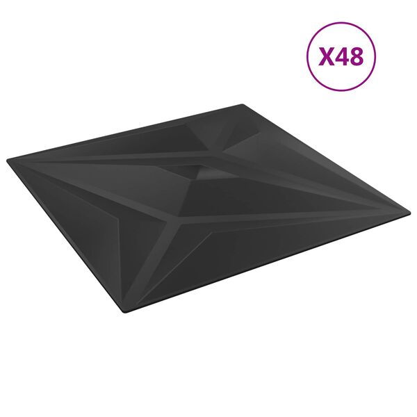 vidaXL Wandpaneele Stern 48 pcs Schwarz Stern 50 x 50 cm XPS Schaum