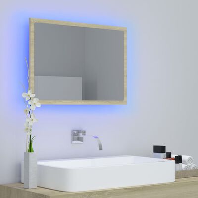 vidaXL LED-Badspiegel Sonoma-Eiche 60x8,5x37 cm Acryl