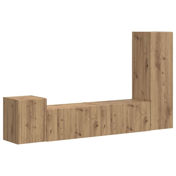 vidaXL TV-Schrankset Wandmontiert 4 pcs Artisan-Eiche Holzwerkstoff