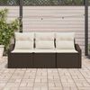 vidaXL Sofa Set mit Kissen 3 pcs Braun Poly-Rattan