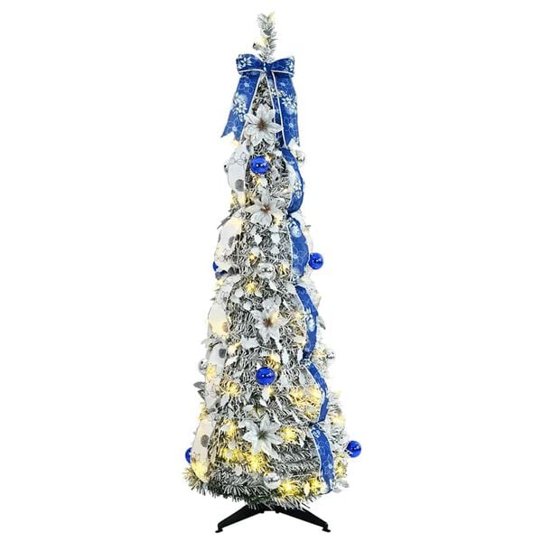 vidaXL K&uuml;nstlicher Weihnachtsbaum mit 100 LEDs Wei&szlig; 150 cm PVC