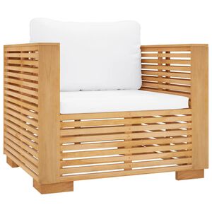 vidaXL Gartensessel mit Creme Kissen Massivholz Teak
