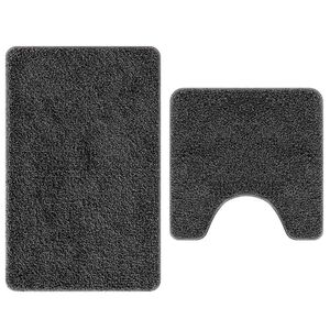 vidaXL Anti-Rutsch Badematten-Set 2 Stk. Dunkelgrau 50 x 50 cm PP