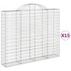 vidaXL Gabionen mit Hochbogen 15 Stk 200x30x160/180cm Verzinktes Eisen