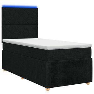vidaXL LED Boxspringbett mit Matratze Schwarz 80 x 200 cm Stoff
