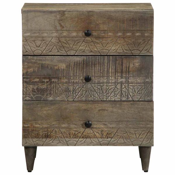 vidaXL Nachttisch Hellgrau 50x33x60 cm Massivholz Mango