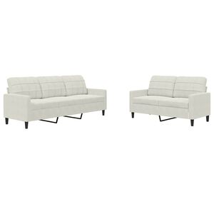 vidaXL 2-tlg. Sofagarnitur mit Kissen Creme Samt