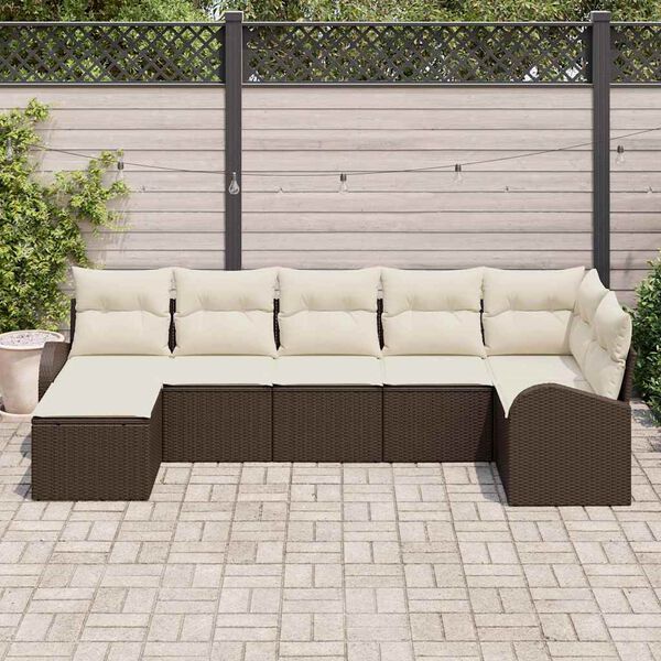 vidaXL Garten-Sofa-Set 7 pcs Braun Poly Rattan