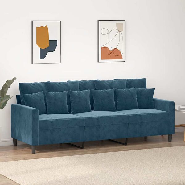 vidaXL 3-Sitzer-Sofa Blau 180 cm Samt