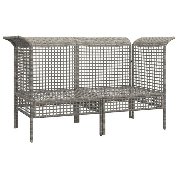 vidaXL Garten-Ecksofas mit Kissen 2 Stk. Grau Poly Rattan