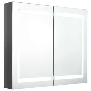 vidaXL LED-Spiegelschrank f&uuml;rs Bad Gl&auml;nzend Grau 80x12x68 cm