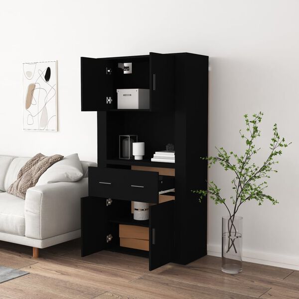 vidaXL Highboard Schwarz Holzwerkstoff