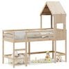 vidaXL Hochbett mit Leiter und Dach 90x190 cm Massivholz Kiefer