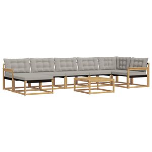 vidaXL Outdoor-Sofagarnitur 8 stk. Wei&szlig; und Hellgrau Massivholz Akazie