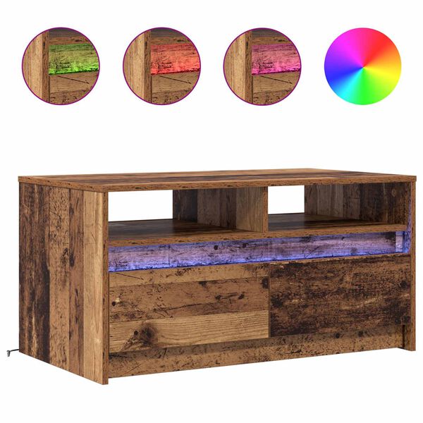 vidaXL Couchtisch mit Schubladen Altholz 90 x 50 x 45 cm Holzwerkstoff